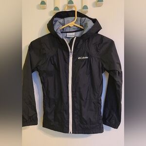Columbia Girls Windbreaker Hooded Lightweight Jacket Navy Blue S (7-8)